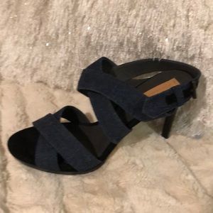 reed krakoff denim heeled sandals